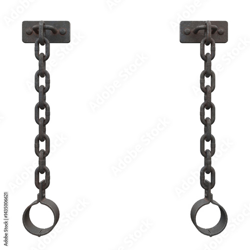 Old Shackles, 3d illustration isolated on white background