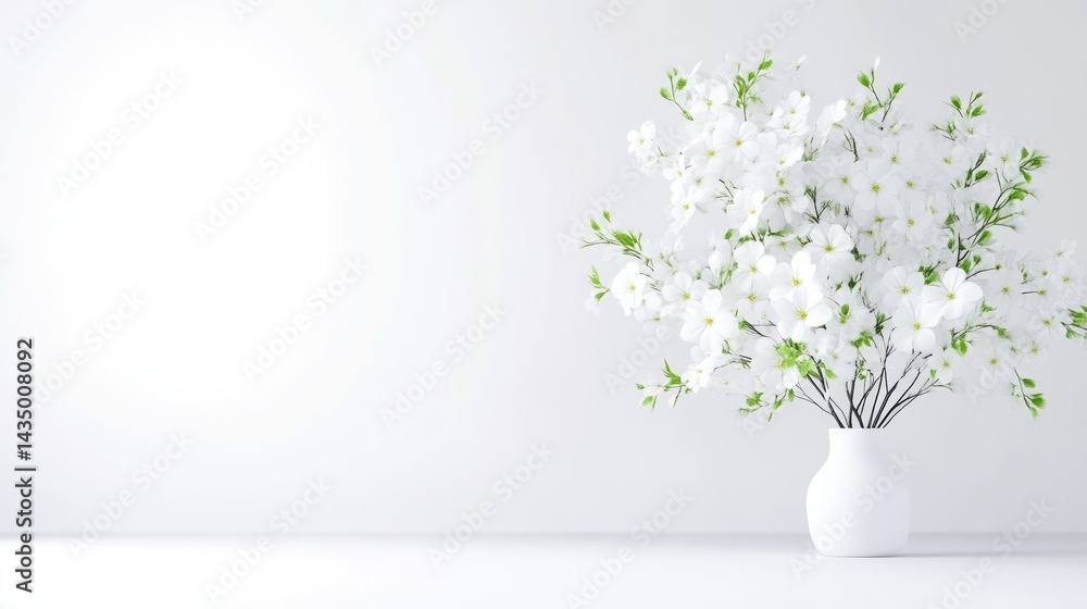 Fototapeta premium White flowers in vase on white background