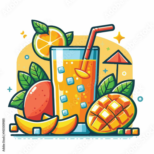 fizz, drink, beverage, fresh, mango, cocktail, orange, liquid, cold, glass, soda, juice, ice, fruit, sweet, alcohol, refreshment, food, healthy, bar, lemonade, refreshing, mint, summer, freshness, car