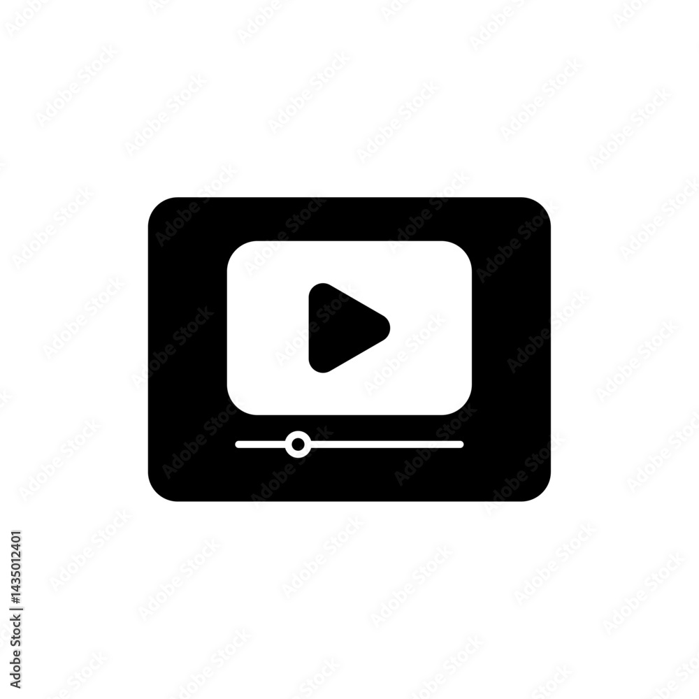 Video player icon set with play button and progress bar in outline, solid, and filled styles for multimedia interface, playback controls, and web or mobile UI design applications Video player icon set with play button and progress bar in outline, solid, and filled styles for multimedia interface, playback controls, and web or mobile UI design applications