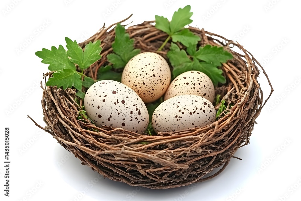Obraz premium Nest with eggs, a symbol of life, growth, and renewal.