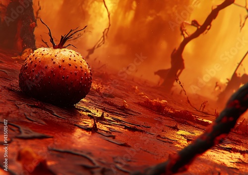 Obraz na płótnie Alien Strawberry, Fiery Forest w salonie