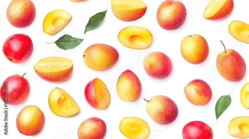 Wallpaper Mural Fresh plum halves and whole plums, vibrant colors, healthy fruit, perfect for background Torontodigital.ca