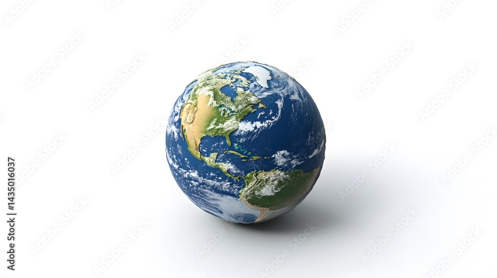 Fototapeta premium Spinning Earth on a white background.