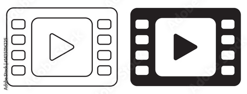 Video icon in stroke style. Media player icon vector set.