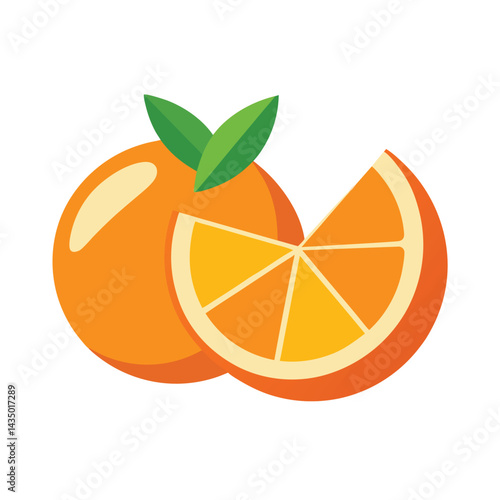 Full orange slices with juicy segments isolated on white background