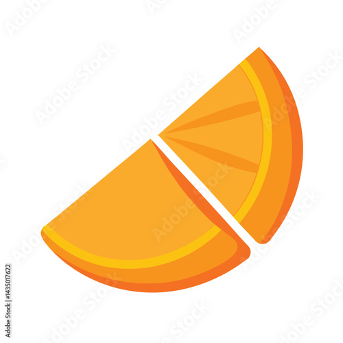 Orange wedges with rind and juicy pulp isolated on white background