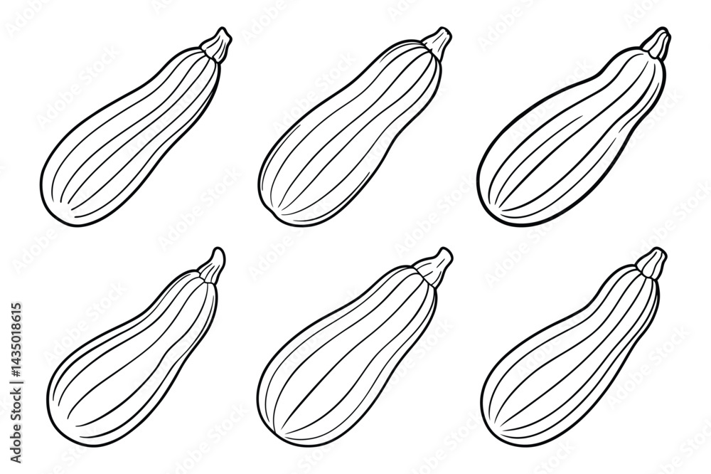 Zucchini Vegetable Icon silhouette Black Vector Line Art Style Illustration with white background Zucchini Vegetable Icon silhouette Black Vector Line Art Style Illustration with white background