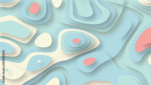 Abstract colorful 3D multi layer paper cut liquid geometric pattern topography background.