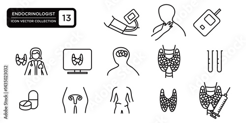 Endocrinologist icons collection, editable and resizable vector icon templates.