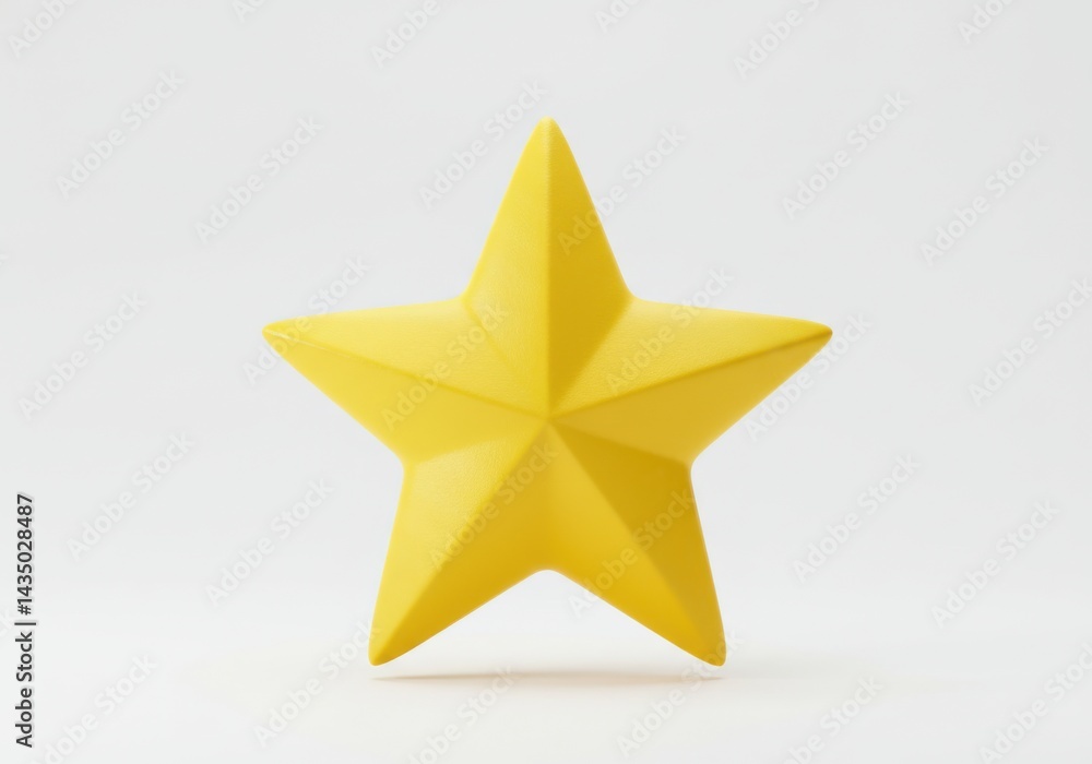 Fototapeta premium A single yellow star standing upright isolated on white background
