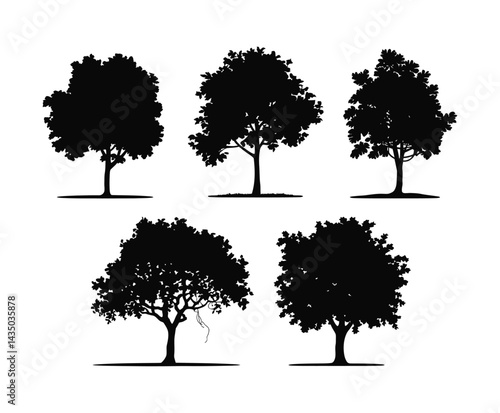 Elegant Apple Tree Silhouette Illustration Template