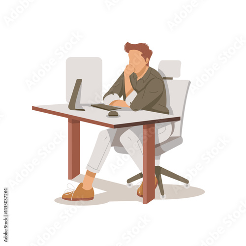 man working isolated on white background illustration