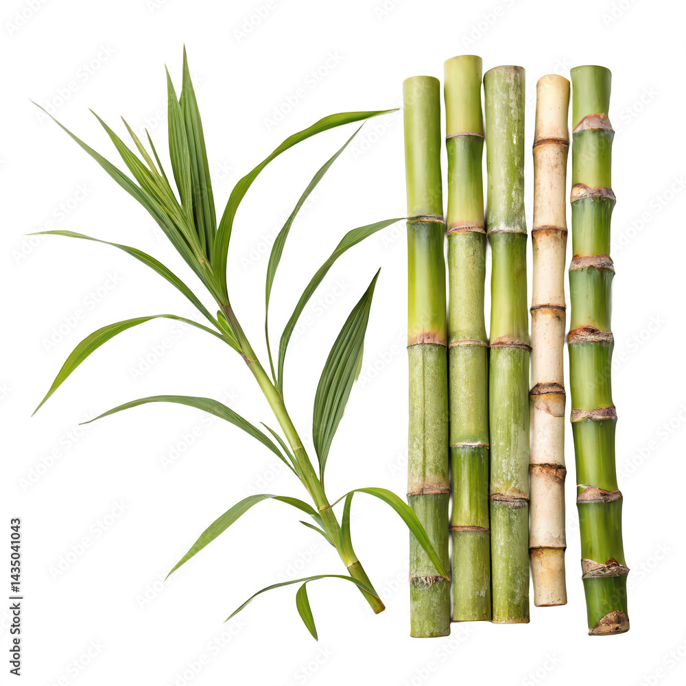 Obraz premium fresh sugarcane stalks png sugar cane sticks png raw cane stalks png tropical grass png transparent background image