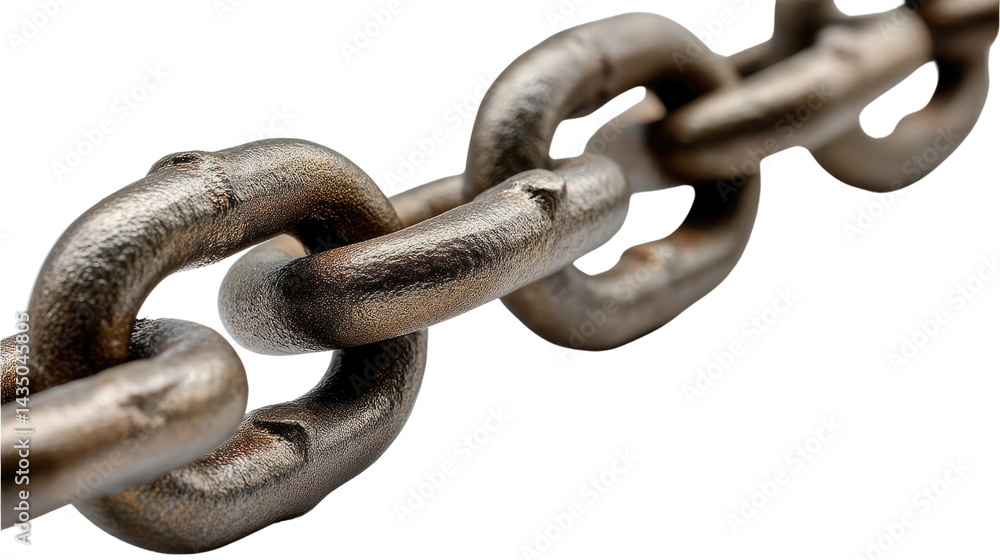 Obraz premium Interconnected Chains: A close-up shot showcases a series of interlocking metal chains, symbolizing strength, connection, and industry. Each link reveals detailed texture and solid construction. 