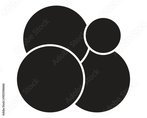 Multiple circle photo collage template vector illustration. black and white picture wall album for abstract background,	