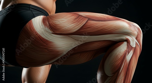 Human Leg Muscles Anatomy Detailed View of Thigh and Knee Muscle Structure, Ideal for Fitness, Anatomy, and Medical Professionals