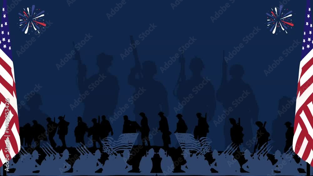 american flag and fireworks, background With empty space, to add text as needed on festive days american flag and fireworks, background With empty space, to add text as needed on festive days