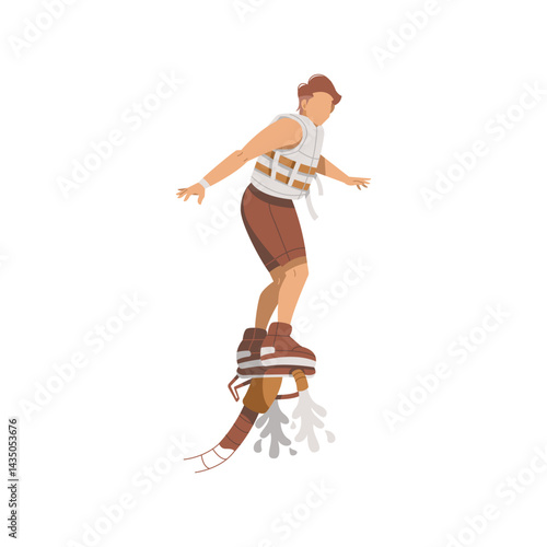 man playing flyboard isolated illustration