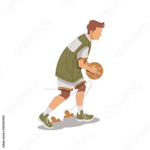 boy playing basket ball isolated illustration flat design