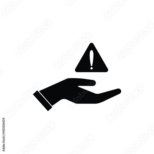 Exclamation sign on the palm vector icon
