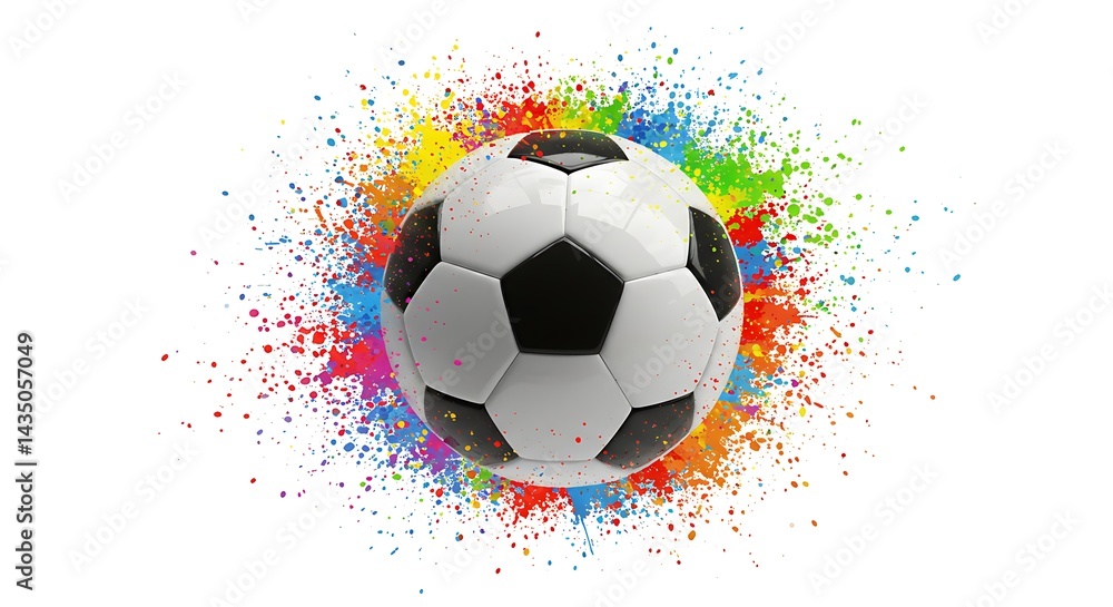Fototapeta premium Vibrant Soccer Ball: A Colorful Explosion of Sport