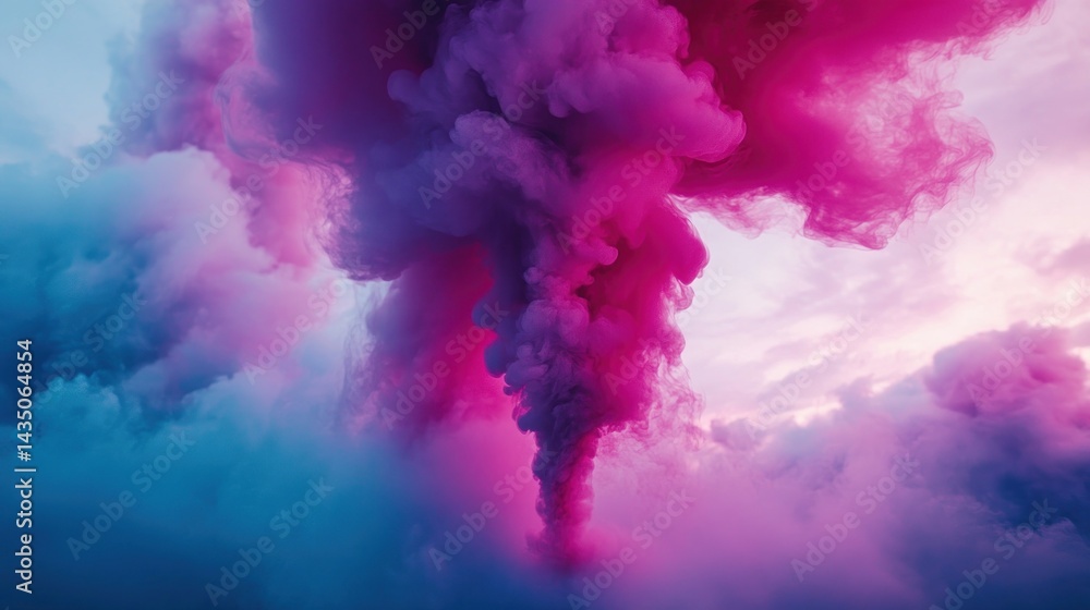 Fototapeta premium Vibrant, swirling smoke plumes against a vibrant sky