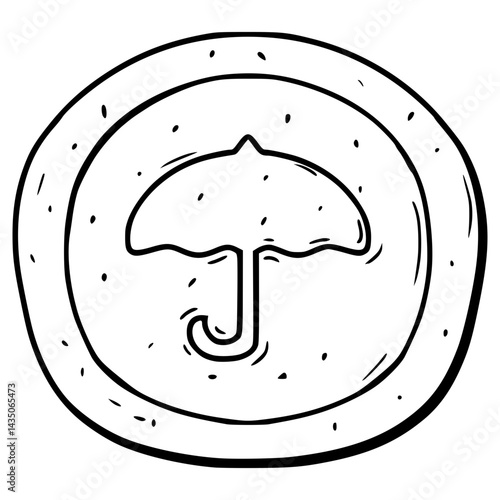 dalgona candy with umbrella illustration hand drawn outline vector	
