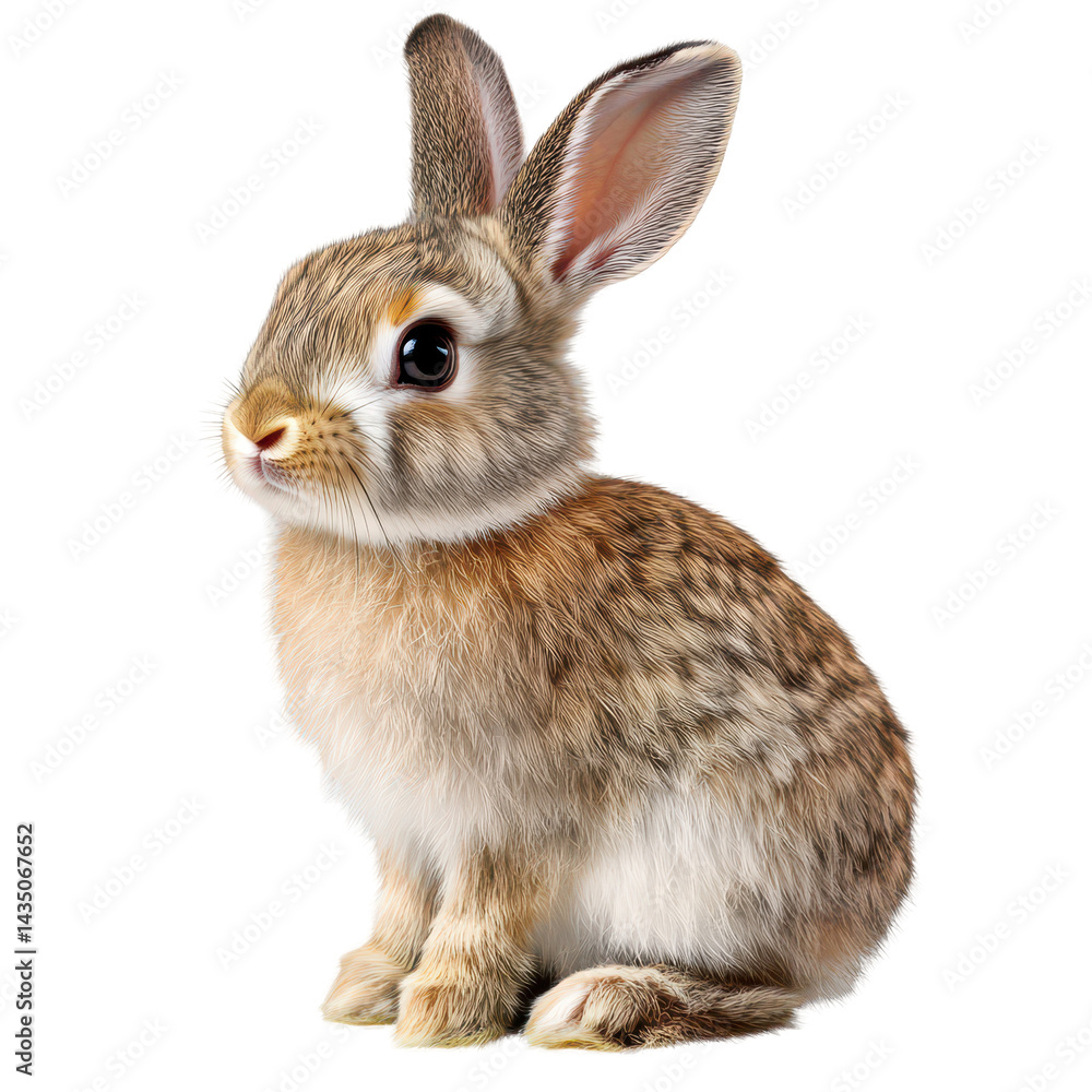 Fototapeta premium Soft furry rabbit image provides charm and warmth isolated cleanly on a bright white background
