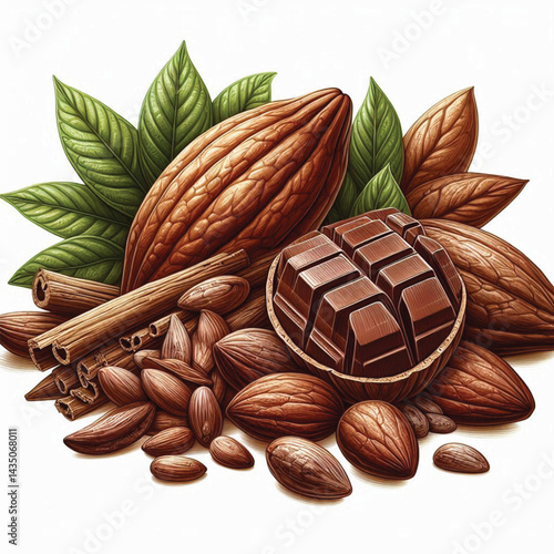Cacao Beans Isolated on White Background – Transparent PNG Cocoa Seed 