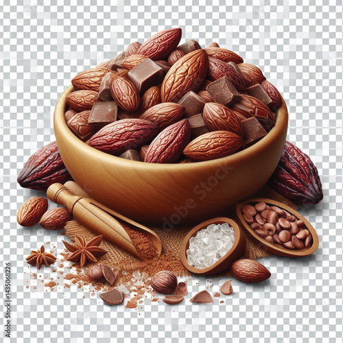Cacao Beans Isolated on White Background – Transparent PNG Cocoa Seed 
