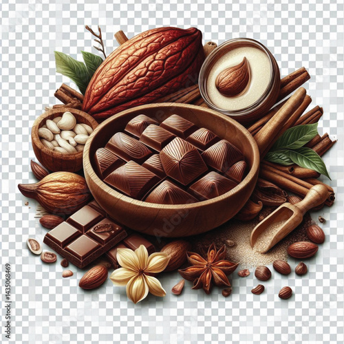 Cacao Beans Isolated on White Background – Transparent PNG Cocoa Seed 