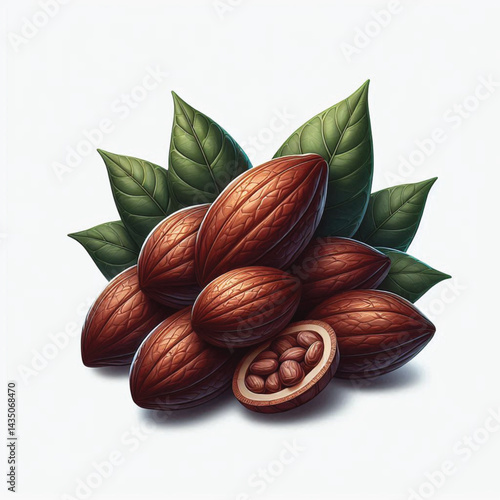 Cacao Beans Isolated on White Background – Transparent PNG Cocoa Seed 