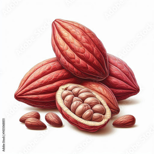 Cacao Beans Isolated on White Background – Transparent PNG Cocoa Seed 