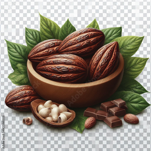 Cacao Beans Isolated on White Background – Transparent PNG Cocoa Seed 