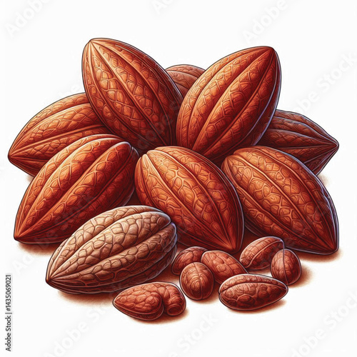 Cacao Beans Isolated on White Background – Transparent PNG Cocoa Seed 