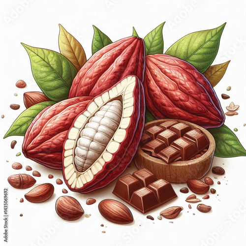 Cacao Beans Isolated on White Background – Transparent PNG Cocoa Seed 
