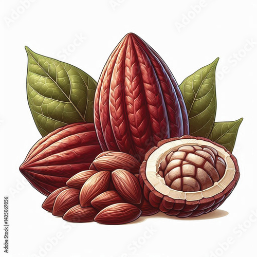 Cacao Beans Isolated on White Background – Transparent PNG Cocoa Seed 