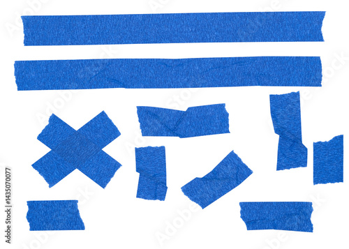 A set of blue tape elements	