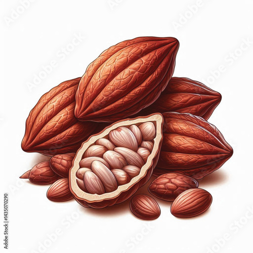 Cacao Beans Isolated on White Background – Transparent PNG Cocoa Seed 