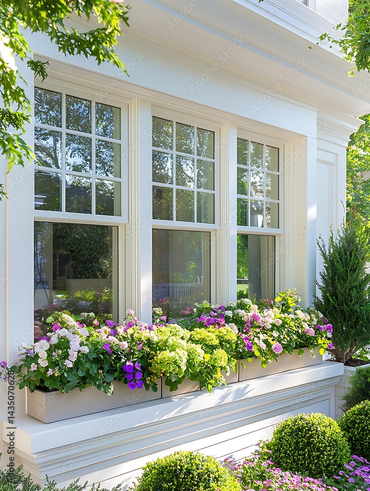 Naklejka premium White House Flowers Boxes