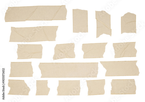 A set of vintage beige crinkled masking tape strips