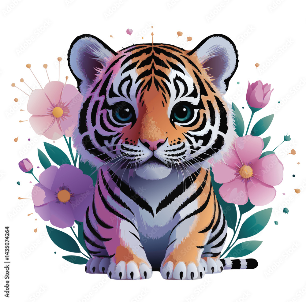 Obraz premium tiger with flower
