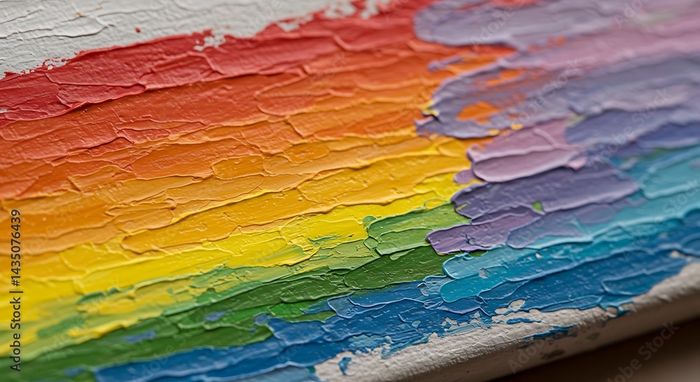 Fototapeta premium Rainbow Textured Abstract Painting with Colorful Brushstrokes