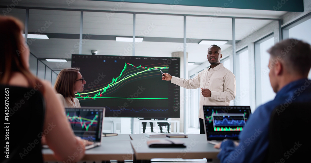 Diverse Group Of Businessmen Analyze Financial Data