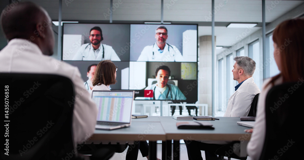 Medical Professionals Discuss Patient Cases During Virtual Team Meeting