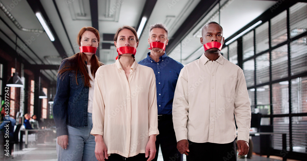 Silent Business Team With Duct Tape
