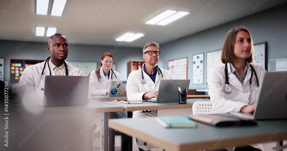 Diverse Group Of Medical Students Listen