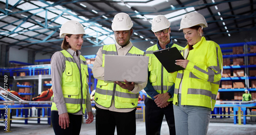 Obraz na płótnie Managers Leading Warehouse Team In OSHA Inspection w salonie
