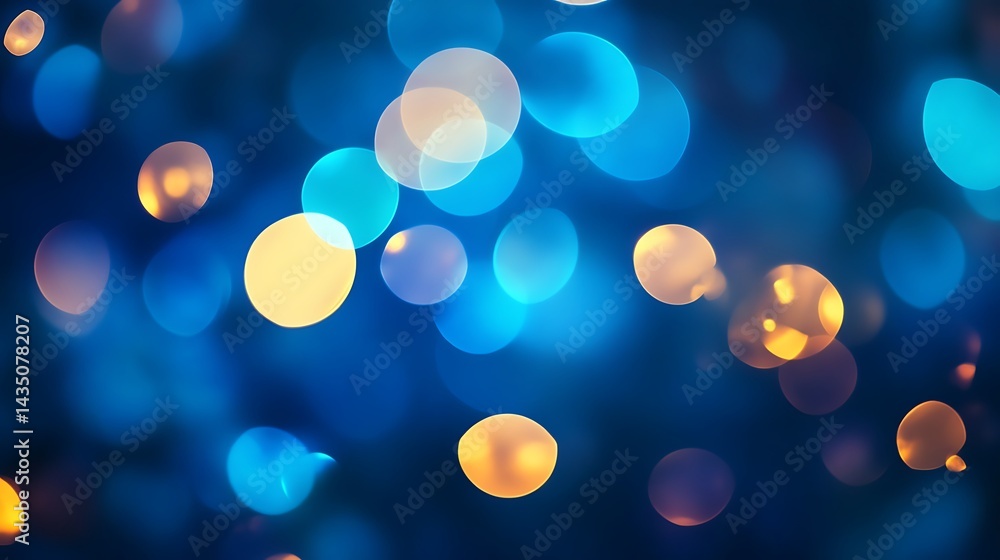 Abstract Bokeh Circles, Warm Gold and Teal Blue Lights on Dark Background, Elegant Glowing Abstract Bokeh Circles, Warm Gold and Teal Blue Lights on Dark Background, Elegant Glowing